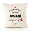 Housse de Coussin Premium Josiane d'amour - Coton Canvas Fairtrade Beige Idée Cadeau Décoration Canapé 40x40