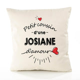 Housse de Coussin Premium Josiane d'amour - Coton Canvas Fairtrade Beige Idée Cadeau Décoration Canapé 40x40