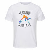Maillot de Sport Homme Curling C'est La Vie - T-Shirt Respirant Polyester Manches Courtes - Cadeau Sportif Anniversaire Noël Fête des Pères