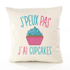 Housse de Coussin Premium Cupcakes Version Blanc - Coton Canvas Fairtrade Beige Idée Cadeau Décoration Canapé