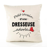 Housse de Coussin Premium Dresseuse d'amour - Coton Canvas Fairtrade Beige Idée Cadeau Décoration Canapé 40x40