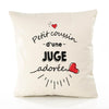 Housse de Coussin Premium Juge d'amour - Coton Canvas Fairtrade Beige Idée Cadeau Décoration Canapé 40x40