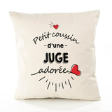 Housse de Coussin Premium Juge d'amour - Coton Canvas Fairtrade Beige Idée Cadeau Décoration Canapé 40x40