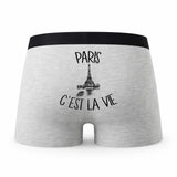 Caleçon Paris - Humour Boxer Gris Passion Idée Cadeau