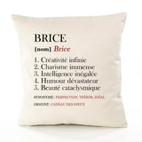 Housse de Coussin Premium Brice Définition - Coton Canvas Fairtrade Beige Idée Cadeau Décoration Canapé