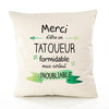 Housse de Coussin Premium Merci Tatoueur Inoubliable - Coton Canvas Fairtrade Beige Idée Cadeau Décoration Canapé