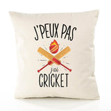 Housse de Coussin Premium Cricket Version Blanc - Coton Canvas Fairtrade Beige Idée Cadeau Décoration Canapé