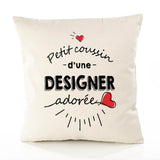 Housse de Coussin Premium Designer d'amour - Coton Canvas Fairtrade Beige Idée Cadeau Décoration Canapé 40x40