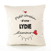 Housse de Coussin Premium Lydie d'amour - Coton Canvas Fairtrade Beige Idée Cadeau Décoration Canapé 40x40