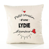 Housse de Coussin Premium Lydie d'amour - Coton Canvas Fairtrade Beige Idée Cadeau Décoration Canapé 40x40