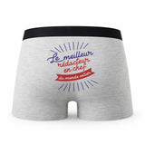 Caleçon Meilleur Redacteur en Chef du Monde - Humour Boxer Gris Idée Cadeau
