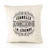 Housse de Coussin Premium Isabelle Déesse légende Noire - Coton Canvas Fairtrade Beige Idée Cadeau Décoration Canapé 40x40