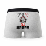 Caleçon Braquage - Humour Boxer Gris Idée Cadeau Passion