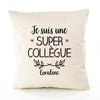 Housse de Coussin Premium Coraline Une Super Collègue - Coton Canvas Fairtrade Beige Idée Cadeau Décoration Canapé