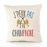 Housse de Coussin Premium Champagne Version Blanc - Coton Canvas Fairtrade Beige Idée Cadeau Décoration Canapé