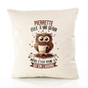 Housse de Coussin Premium Pierrette Chouette Grain - Coton Canvas Fairtrade Beige Idée Cadeau Décoration Canapé