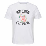 Maillot de Sport Homme Cochon C'est La Vie - T-Shirt Respirant Polyester Manches Courtes - Cadeau Sportif Anniversaire Noël Fête des Pères
