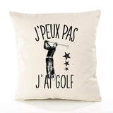 Housse de Coussin Premium Golf Version Blanc - Coton Canvas Fairtrade Beige Idée Cadeau Décoration Canapé 40x40