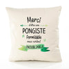 Housse de Coussin Premium Merci Pongiste Inoubliable Femme - Coton Canvas Fairtrade Beige Idée Cadeau Décoration Canapé