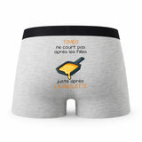 Caleçon Timeo Courir après la Raclette - Humour Boxer Gris Idée Cadeau