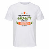 Maillot de Sport Homme Meilleur Garagiste Super Pouvoir Cadeau Anniversaire Noël Fête des Pères T-Shirt Respirant Polyester