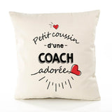 Housse de Coussin Premium Coach d'amour - Coton Canvas Fairtrade Beige Idée Cadeau Décoration Canapé 40x40