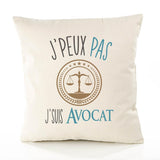 Housse de Coussin Premium Avocat Version Blanc - Coton Canvas Fairtrade Beige Idée Cadeau Décoration Canapé