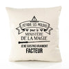 Housse de Coussin Premium Facteur Ministère Magie Homme - Coton Canvas Fairtrade Beige Idée Cadeau Décoration Canapé