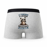 Caleçon Le Tennisman Panda Grain - Humour Boxer Gris Idée Cadeau