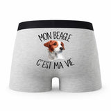Caleçon Beagle - Humour Boxer Gris Passion Idée Cadeau