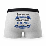 Caleçon Beau-Papa Super-héros - Humour Boxer Gris Idée Cadeau Fête des Pères