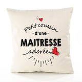 Housse de Coussin Premium Maitresse d'amour - Coton Canvas Fairtrade Beige Idée Cadeau Décoration Canapé 40x40