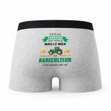 Caleçon Parrain Agriculteur - Humour Boxer Gris Idée Cadeau Fête des Pères