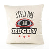 Housse de Coussin Premium Rugby Version Blanc - Coton Canvas Fairtrade Beige Idée Cadeau Décoration Canapé