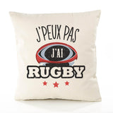 Housse de Coussin Premium Rugby Version Blanc - Coton Canvas Fairtrade Beige Idée Cadeau Décoration Canapé
