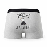 Caleçon Aikido - Humour Boxer Gris Idée Cadeau Passion