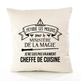 Housse de Coussin Premium cheffe de Cuisine Grand cru - Coton Canvas Fairtrade Beige Idée Cadeau Décoration Canapé
