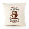 Housse de Coussin Premium Priscillia Chouette Grain - Coton Canvas Fairtrade Beige Idée Cadeau Décoration Canapé