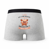 Caleçon Ilyana Caractère de Cochon - Humour Boxer Gris Idée Cadeau