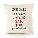 Housse de Coussin Premium Claude ça n'existe Pas Homme - Coton Canvas Fairtrade Beige Idée Cadeau Décoration Canapé