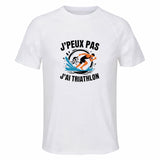 Maillot de Sport Homme Triathlon J'peux Pas - T-Shirt Respirant Polyester Manches Courtes - Cadeau Sportif Anniversaire Noël Fête des Pères
