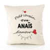 Housse de Coussin Premium Anais d'amour - Coton Canvas Fairtrade Beige Idée Cadeau Décoration Canapé 40x40