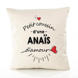 Housse de Coussin Premium Anais d'amour - Coton Canvas Fairtrade Beige Idée Cadeau Décoration Canapé 40x40