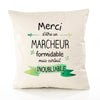 Housse de Coussin Premium Merci Marcheur Inoubliable - Coton Canvas Fairtrade Beige Idée Cadeau Décoration Canapé