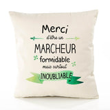Housse de Coussin Premium Merci Marcheur Inoubliable - Coton Canvas Fairtrade Beige Idée Cadeau Décoration Canapé