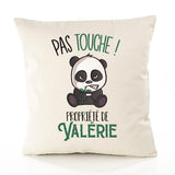 Housse de Coussin Premium Valerie Pas Touche Panda - Coton Canvas Fairtrade Beige Idée Cadeau Décoration Canapé 40x40