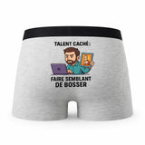 Caleçon Talent Cache Faire Semblant - Humour Boxer Gris Idée Cadeau