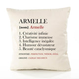 Housse de Coussin Premium Armelle Définition - Coton Canvas Fairtrade Beige Idée Cadeau Décoration Canapé