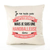 Housse de Coussin Premium handballeuse Superwomen - Coton Canvas Fairtrade Beige Idée Cadeau Décoration Canapé 40x40