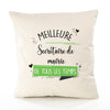 Housse de Coussin Premium Secrétaire De Mairie Meilleure Temps Femme - Coton Canvas Fairtrade Beige Idée Cadeau Décoration Canapé